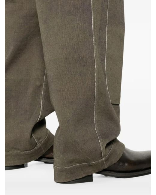 Masnada Gray Panelled Distressed-Effect Trousers for men