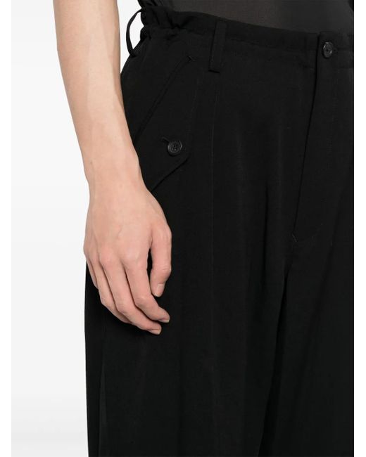 Yohji Yamamoto Black Wool Cropped Trousers for men