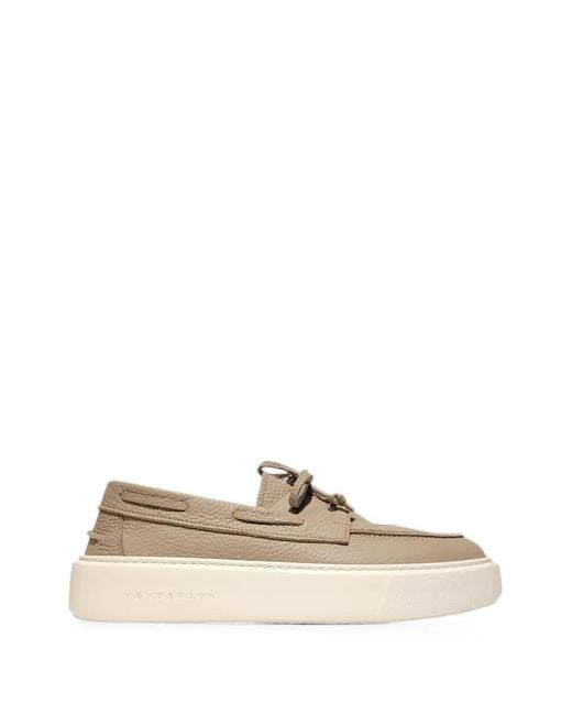 Henderson White Grainy Leather Loafers for men