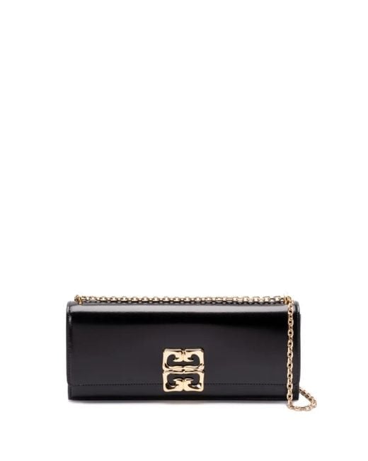Givenchy Black 4G Liquid Chain-Detail Clutch Bag