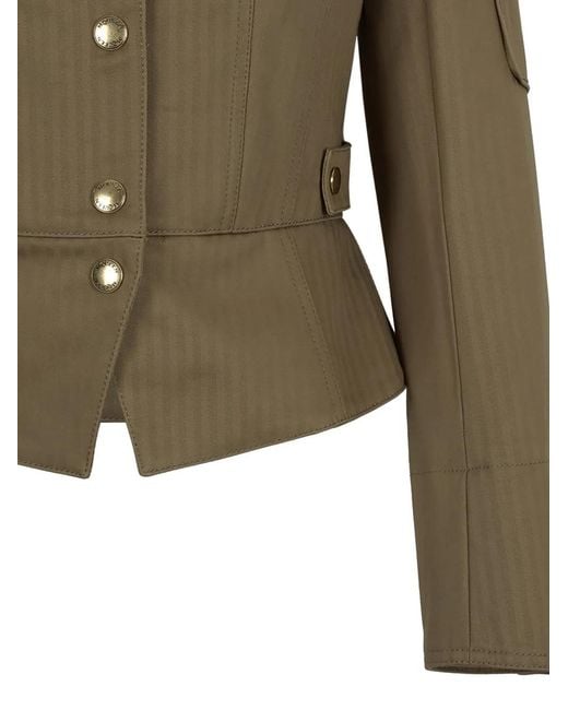 McQueen Green Buttoned-Up Peplum Jacket