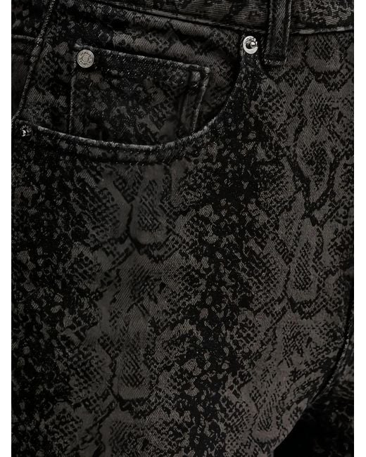 Morgan Black Snake-Print Five-Pockets Jeans