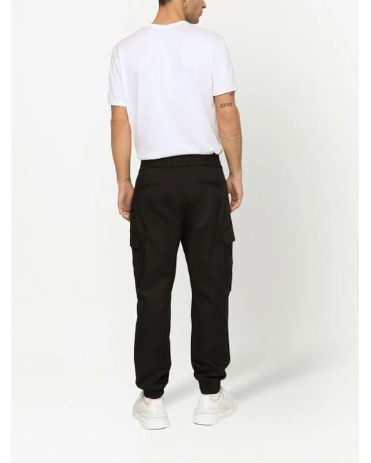 Dolce & Gabbana Black Logo-Tag Cargo Trousers for men