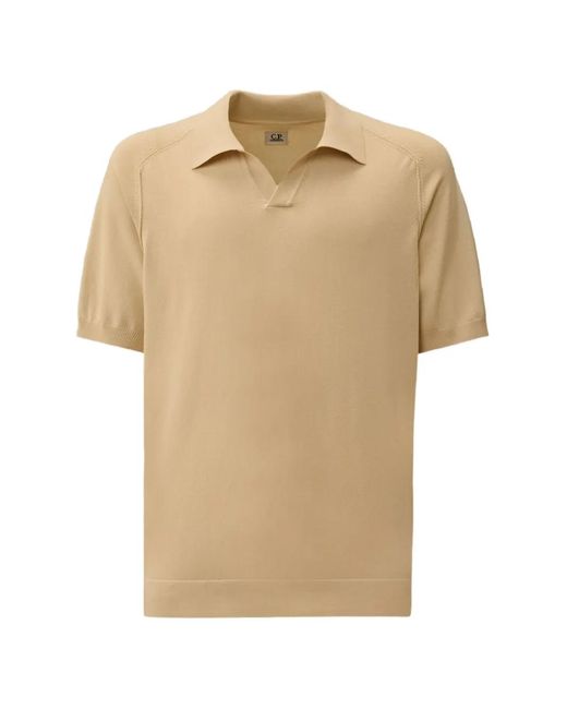 C P Company Natural Short-Sleeve Cotton Polo Shirt for men
