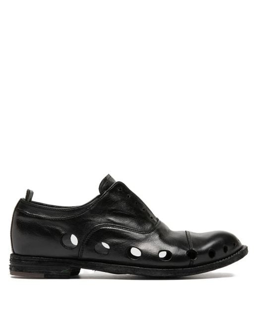 Officine Creative Black Lexikon 546 Perforated Derby Shoes