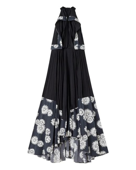 Lanvin White Pleated Floral-Pattern Maxi Dress
