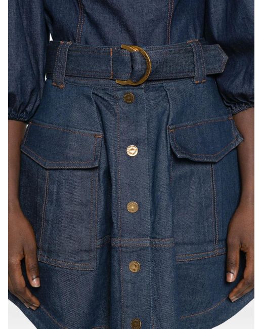 Zimmermann ボタンカーゴスカート Blue