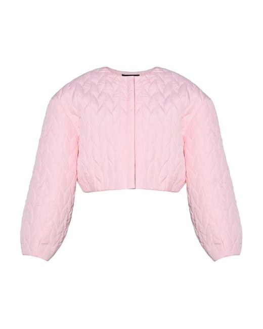 Anouki Pink Quilted Embellished Bomber Jacket