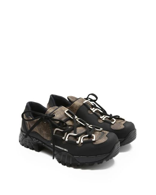 ANDERSSON BELL Black Lace-Up Panelled Trainers for men