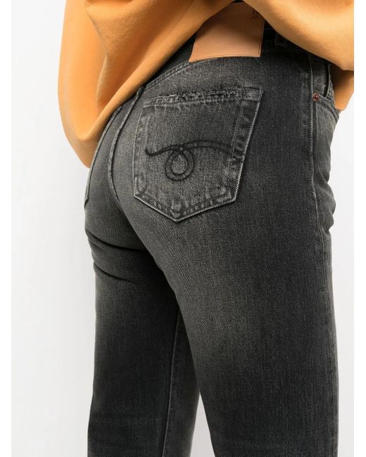 R13 Gray Ausgeblichene Straight-Leg-Jeans