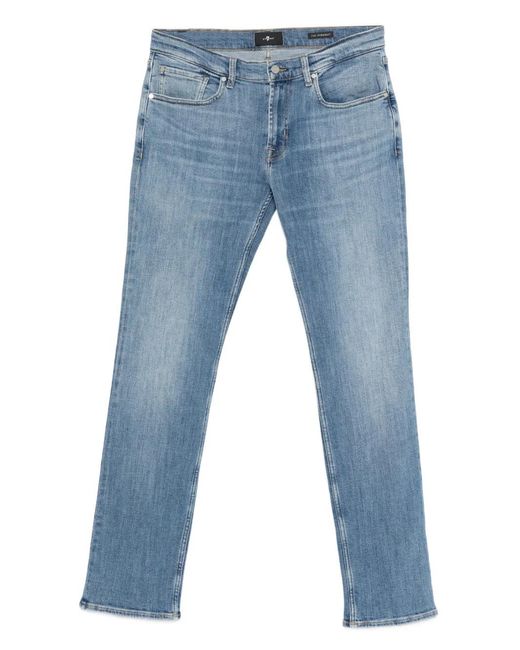 7 For All Mankind Blue Topstitch Jeans for men