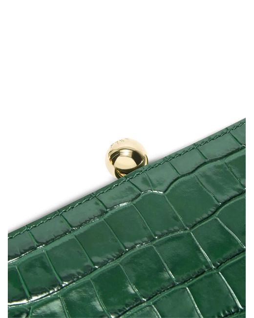 Furla Green Small Alba Croc-Effect Clutch