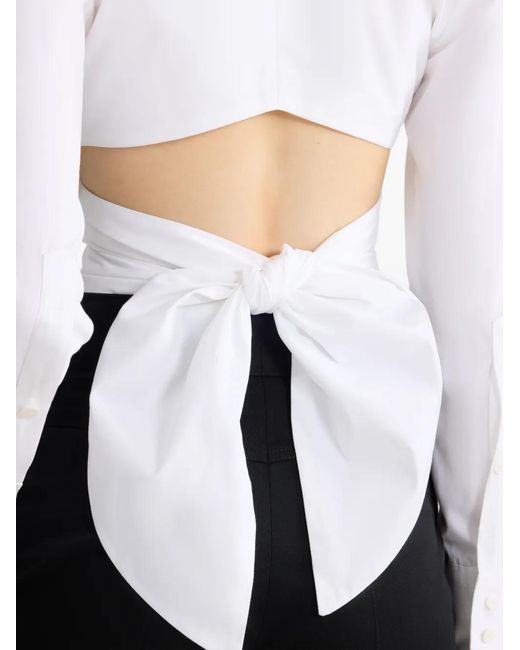 Patou White Long-Sleeves Knotted Top