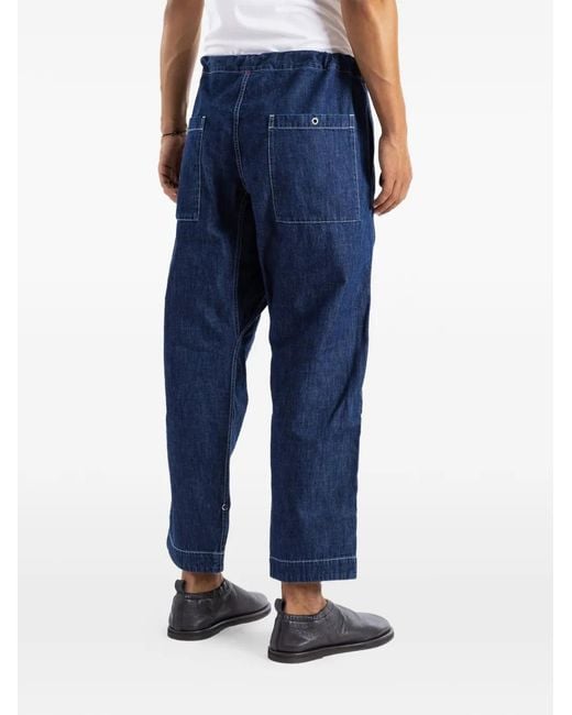 Casey Casey Blue Tie Me Up Cropped Jeans for men