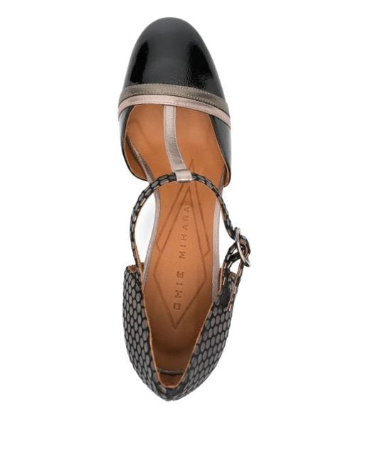 Chie Mihara Black Miver Pumps mit T-Riemen 65mm