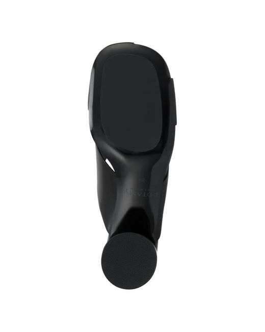 POTAMY Black Cross-Front Logo Mules