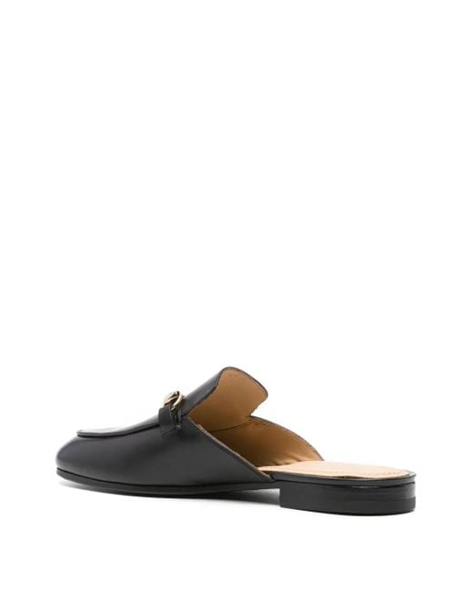 Scarosso Black Horsebit-Detail Leather Slippers for men