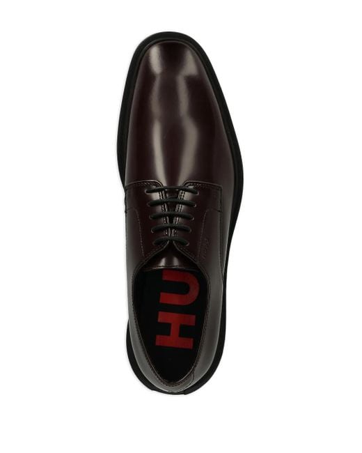 メンズ HUGO レザー ダービーシューズ Brown