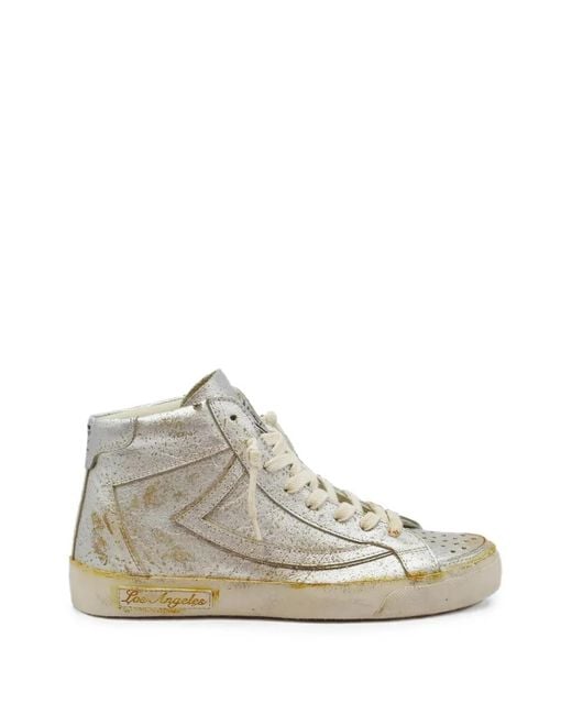 HTC White Vipers Distressed High-Top Sneakers