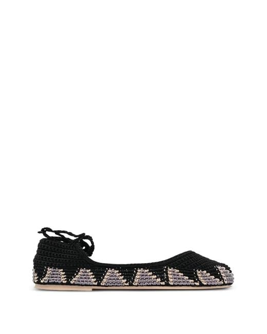 SLO_HAND_MADE Black Crochet Ballet Flats