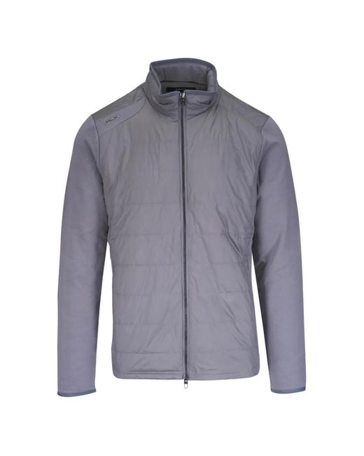 Ralph Lauren Blue Quilted-Panel Zip-Up Jacket for men