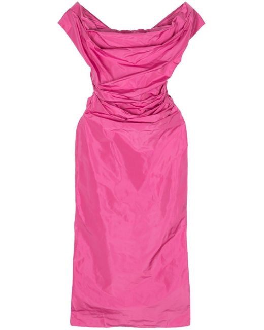 Staud Andrea Off-shoulder Midi-jurk in het Pink
