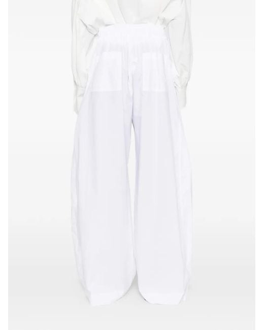 Thelatest White Dora Elasticated-Waist Palazzo Pants
