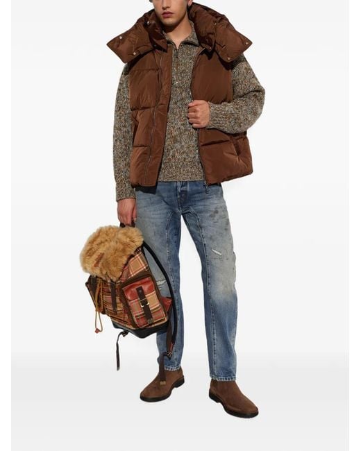 DSquared² Brown Round-Toe Leather Chelsea Boots for men