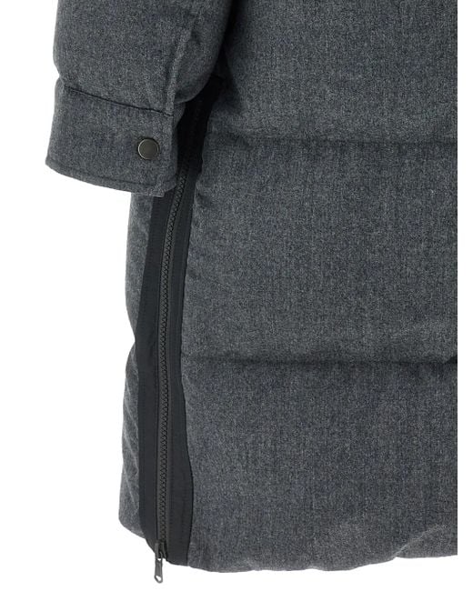 Brunello Cucinelli Gray Gesteppter Daunenmantel