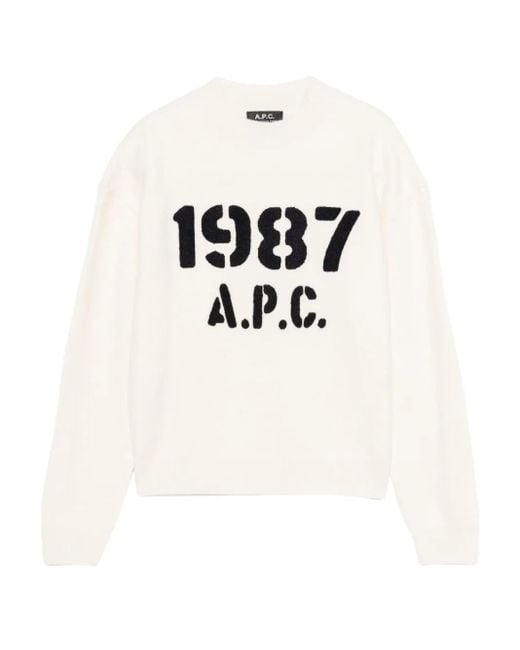 A.P.C. White 1987 Logo Jumper