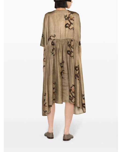 Uma Wang Natural Agnus Satin-weave Midi Dress