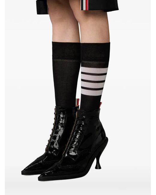 Thom Browne Black 90Mm Wingtip Leather Boots