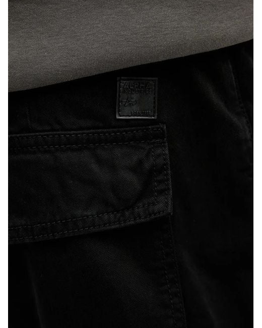 Alpha Industries Black Tactical Cargo-Pocket Trousers for men