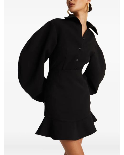 ROTATE BIRGER CHRISTENSEN Black Suitting Mini Ruffle Skirt