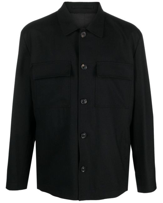 Lardini Black Flap-pockets Wool-blend Shirt for men