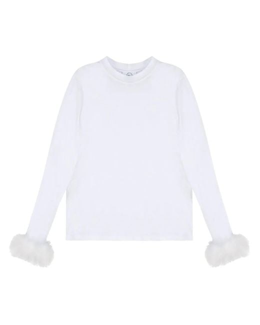 Sleeper White Feather-Detail T-Shirt