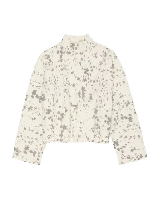 Bimba Y Lola White High-Neck Speckled Sweater