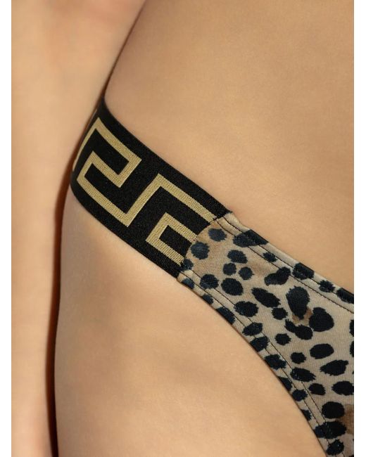 Versace Black Bikinihöschen mit Leoparden-Print