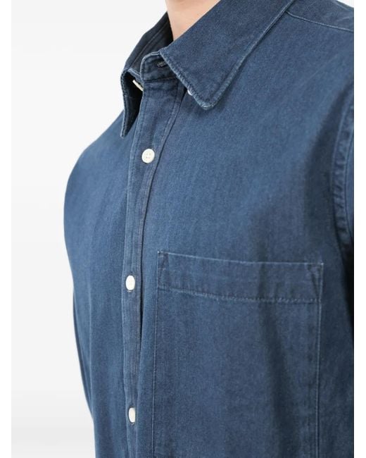 NN07 Blue Chest-Pocket Shirt for men