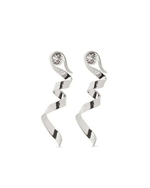 Dries Van Noten White Wave Stud Earrings
