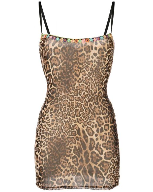 Danielle Guizio Leopard-print Mini Dress in Brown | Lyst