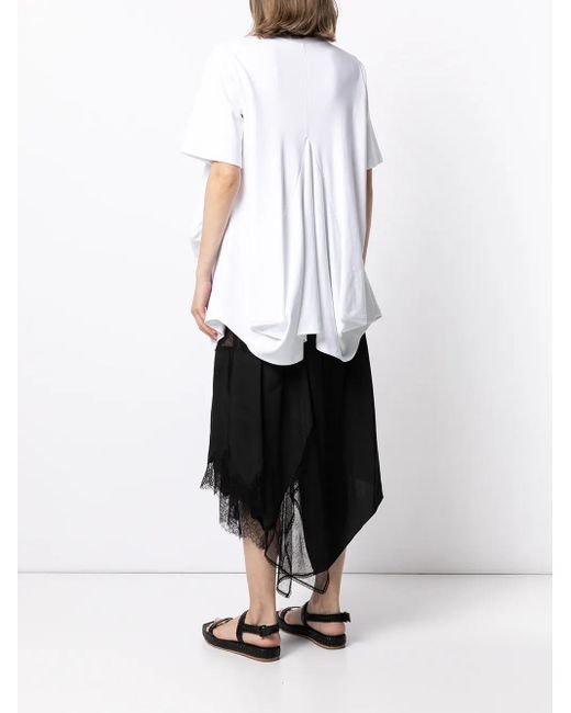 Goen.J White Draped Cotton T-Shirt