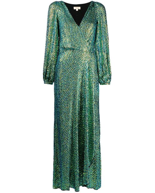 Temperley London Green Billie Sequin Wrap Dress