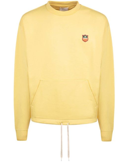 Bally Yellow Logo-patch Drawstring Sweatshirt for men