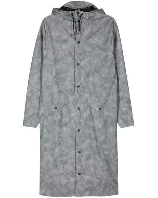 Rains Gray Tie-dye Hooded Parka Coat