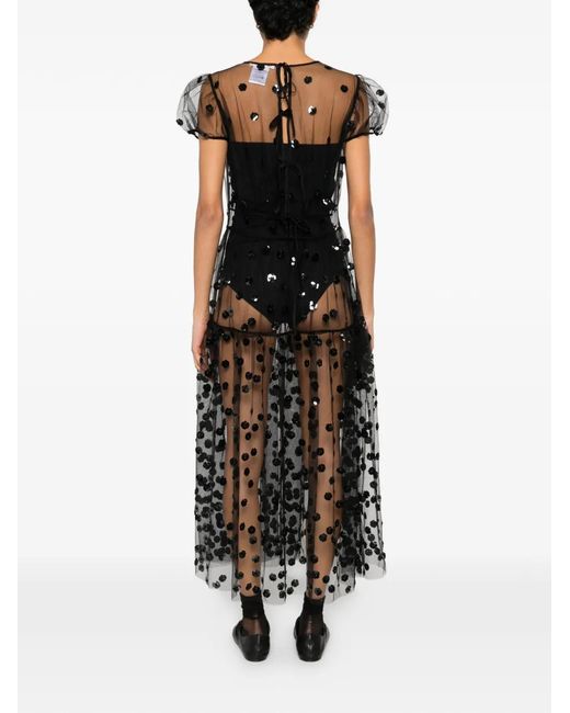 CECILIE BAHNSEN Black Nanna Sequin Blossom Dress
