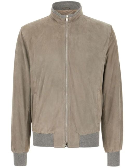 Barba Napoli Fox Bomberjacke aus Wildleder in Gray für Herren