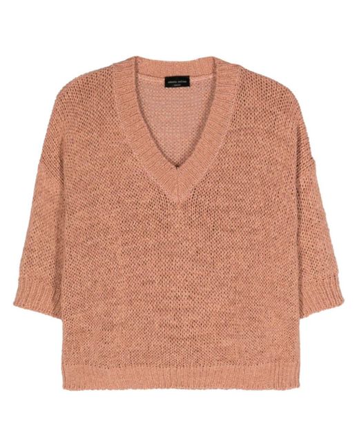 Roberto Collina Pink V-neck Knitted Top