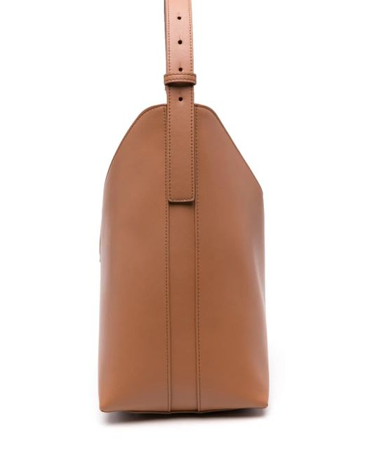 Bolso shopper con placa del logo Furla de color Natural