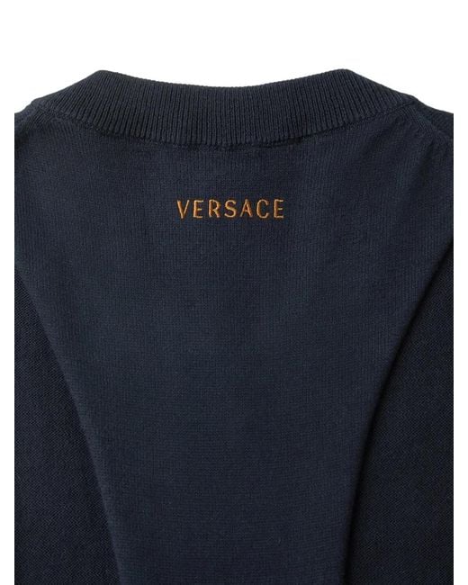 Versace Blue Cotton Knit Tank Top for men